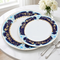6 Stuks Karosa Nieuw Ontwerp Koninklijke Reliëf Glanzend Goud Velg Plaat Set Met Fruitschaal Theekop Set Kleine Diner Set