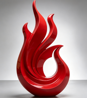Sculpture abstraite en fibre de verre, flamme rouge, statue de feu pour la décoration de jardin extérieur