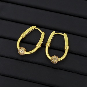 JXX Wholesale 24K Gold Plated <b>Fashion</b> Jewelry <b>Earring</b> Zircon Custom Dainty Women huggies <b>Hoops</b> <b>Earring</b> - Product Image 6