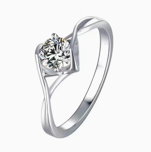 Bague ouverte/fermée réglable en argent sterling 925 plaqué platine pour femme, style minimaliste, cadeau pour petite amie, "<span class=keywords><strong>Baiser</strong></span> d'<span class=keywords><strong>ange</strong></span>" - Product Image 1