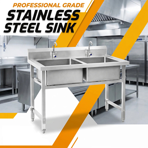 Lavello da Cucina Commerciale in Acciaio Inox 304 201 con Gambe Quadrate Personalizzabili - Product Image 5