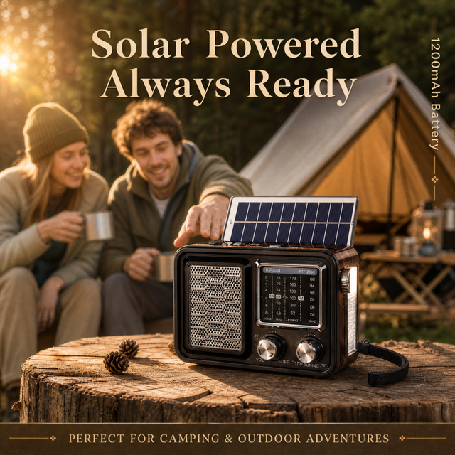 Emergency 1200mAh Battery Solar AM/FM NOAA Radio with Flashlight Outdoor Use Radio