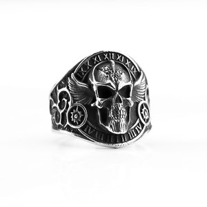 Anillo de hombre de acero inoxidable 316L, personalizado, al por mayor, antideslustre, estilo hip-hop, grueso, con calavera, para motociclistas - Product Image 5