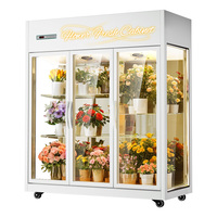 Réfrigérateur à fleurs à 3 portes - Équipement de réfrigération commercial avec contrôle numérique de la température pour le stockage de fleurs fraîches - Transparent