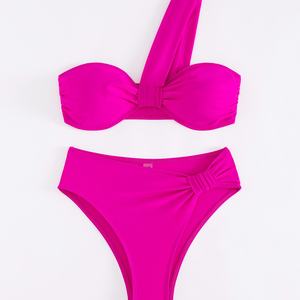 ชุดบิกินี่ไซส์ใหญ่สำหรับผู้หญิง ระบายอากาศได้ดี พร้อมสายรัดรูปตัววีและบราไมโคร สีพื้น แห้งเร็ว เหมาะสำหรับใส่ไปชายหาด - Product Image 3