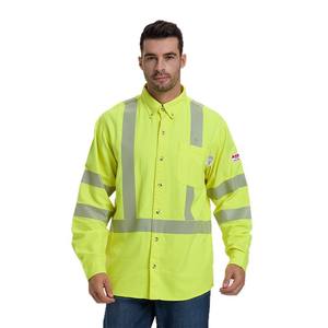 Camisa de Trabajo Amarilla Ignífuga Xinxiang Men, Mezcla Acrílica, Alta Visibilidad, Ropa de Seguridad para Minería, Talla M, 180 g/m² - Product Image 3