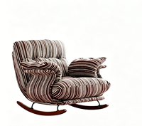 Nouvelle chaise longue à bascule Phil en tissu, style vintage, pour salon et balcon, idéale pour se détendre et s'endormir