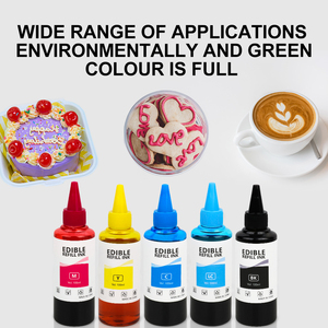 Support de vente en gros, paquet d'étiquettes personnalisées, 5 couleurs d'encre <span class=keywords><strong>alimentaire</strong></span>, bouteille de 100ml d'encre <span class=keywords><strong>alimentaire</strong></span> pour imprimantes à gâteaux et à café - Product Image 3