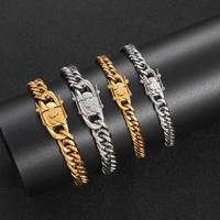 Chaîne cubaine de 9 mm en acier inoxydable argenté, bracelet pour homme fait main, grande taille