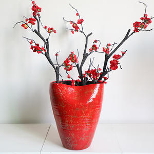 Jarrón de cerámica esmaltado rojo Arreglo de flores irregulares Vese Florero hidropónico Florero artístico de escritorio Floreros secos - Product Image 1