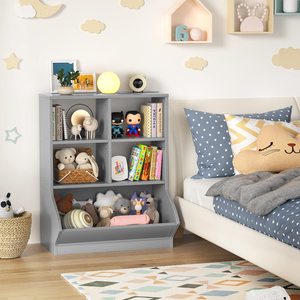 Étagères murales modernes en bois massif pour salon, chambre à coucher, bibliothèque, bibliothèque à 5 compartiments, bibliothèque multifonctionnelle en bois, armoire de <span class=keywords><strong>rangement</strong></span> pour jouets - Product Image 1