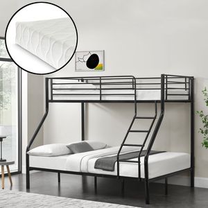 Endüstriyel Modern Tarz Ağır Hizmet Tipi Metal Ranza Yatak, Yan Merdivenli Güvenlik Korkulukları ile, Yaylı Yatak Gerektirmez (Siyah-3) - Product Image 6