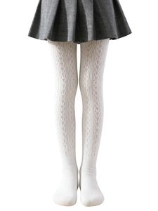 Collants pour enfants doublés polaire, chauds pour l'hiver, en tricot torsadé à motif cœur, leggings anti-boulochage - Product Image 6