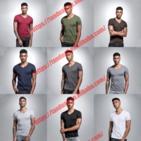 T-shirts en coton de haute qualité Driov pour hommes, col en V, basiques, impression personnalisée du logo, coupe musclée, 100% coton, blanc