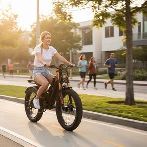 Vélo électrique tout-terrain de type montagne, double suspension, freins à disque hydrauliques, pneus larges, pour aventures en plein air et tous terrains - Product Image 1