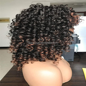 Vendite calde Parrucche corte 12nch con frangetta grande rimbalzante soffice parrucca Afro riccia morbida resistente al calore capelli sintetici - Product Image 5