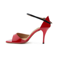 Vente en gros de chaussures de danse bon marché avec logo personnalisé chaussures de danse salsa en cuir rouge à talon haut et semelle souple chaussures de danse flamenco tango pour femmes BD