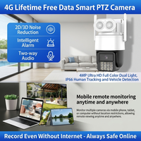 Caméra de sécurité intelligente PTZ intérieure HD 4G avec capteur CMOS 4MP, vision nocturne couleur, audio bidirectionnel, détection de mouvement, indice de protection IP66
