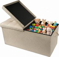Chengjun 76*38*38cm Banc de rangement moderne en tissu de lin avec couvercle rabattable, séparateur intérieur et poignée latérale pour salon