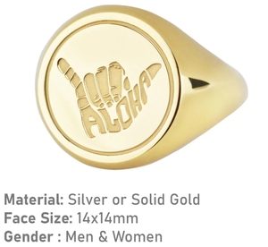 Anillo de Aloha chapado en oro de 18K, anillo de joyería Hawaiana para hombres y mujeres, anillo de señal de mano Aloha, amuleto <span class=keywords><strong>Tropical</strong></span>, encanto de Playa de Oro - Product Image 4