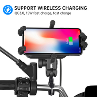 Support de téléphone pour moto avec charge sans fil 15W, antichoc, antivol, 360° °   Support de téléphone pour guidon avec chargeur pour téléphones de 4,7 à 7,2 pouces