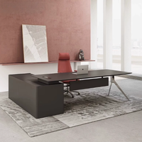Nuova Scrivania Direzionale a L in Legno Moderno e Resistente, Nera, per Manager