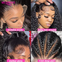 Perruque en cheveux humains brésiliens vierges bruts Jerry Curl, transparente, sans colle, avec dentelle suisse HD 4x4 5x5, pour femmes noires