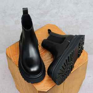 New High Authentic <b>Boots</b> Men's Suede Genuine Leather Thick Sole 5CM Elevator Short <b>Boot</b> With Premium Texture - Product Image 4