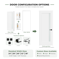 Porte de salle de bain en verre dépoli 1 Lite, porte intérieure en bois HDF, porte de cuisine en bois apprêté blanc, porte insonorisée en MDF à âme pleine