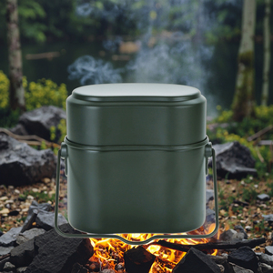 Fabricante de Utensilios de Cocina, Juego de Lonchera Táctica Alemana de 1.5L, Lonchera Metálica Portátil para Exteriores, Supervivencia en la Naturaleza - Product Image 4