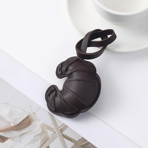 Leather Horn Bag Charm Keychain for Bag Cute Bread Keychain Accessory for Women Backpack Car Purse Handbag Pendant - Product Image 5