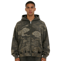 Vente en gros : Manteau décontracté oversize zippé, style grunge, tendance 2026, effet vieilli, avec patchwork clouté