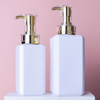 Vente en gros de flacons pompe carrés en plastique blanc de 300 ml et 500 ml pour shampoing, savon liquide, lotion pour les mains