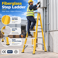 Échelle à marches en fibre de verre isolée certifiée CE EN131, robuste, marches antidérapantes, échelle en A stable pour travaux électriques