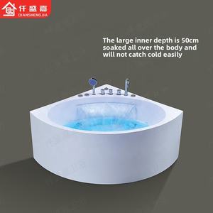 1.2m 작은 아파트 용 일본 아크릴 욕조 현대 독립형 팬 모양 곡선 독립 서핑 마사지 상수 - Product Image 4