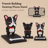 Support de téléphone de bureau en forme de bouledogue français, support mignon pour animaux, support de téléphone réglable mains libres pour les amoureux des chiens