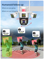 Caméra de sécurité extérieure V380 populaire, étanche, 4G Wifi, 4 objectifs, WIFI 8MP 8K PTZ, sans fil, 10W