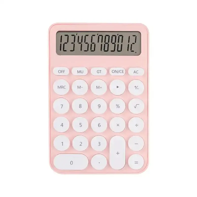 Pink Plastic Standard Function Custom Desktop Calculator with Battery