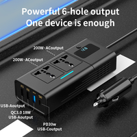 Convertisseur d'alimentation pour voiture 200W 12V vers 110V 220V, chargeur de voiture pour véhicule, voyage, extérieur, station de charge rapide USB PD QC3.0