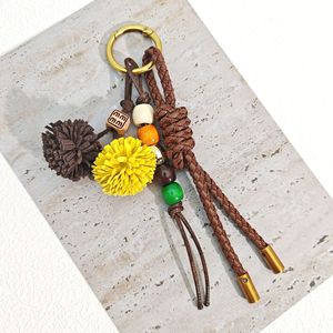 Breloque de <span class=keywords><strong>sac</strong></span> vintage de luxe en <span class=keywords><strong>cuir</strong></span> PU à motif floral, avec pompon et perles tressées, porte-clés, accessoire de mode pour <span class=keywords><strong>sac</strong></span> à main femme - Product Image 4