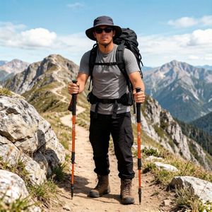 Bâtons de randonnée et de trekking d'extérieur avec corps télescopique en alliage d'aluminium à trois sections et embout en <span class=keywords><strong>acier</strong></span> tungstène - Product Image 6