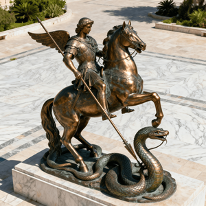 مدينة JZ تمثال مخصص للمعلم الدينية في الهواء الطلق النحاس الكلدان البرونزية سانت جورج تمثال - Product Image 2