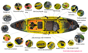 Seaperk เรือคายัคตกปลา11ft 1คนแบบแยกส่วนพร้อมแป้นเหยียบเรือคายัคแบบพับได้ถอดได้พร้อมมอเตอร์ไฟฟ้า - Product Image 2