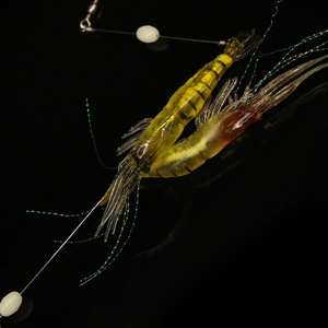 Señuelo biomimético para camarones, cebo suave de silicona de 10cm con cuentas luminosas para pesca de lubina en agua dulce - Product Image 1