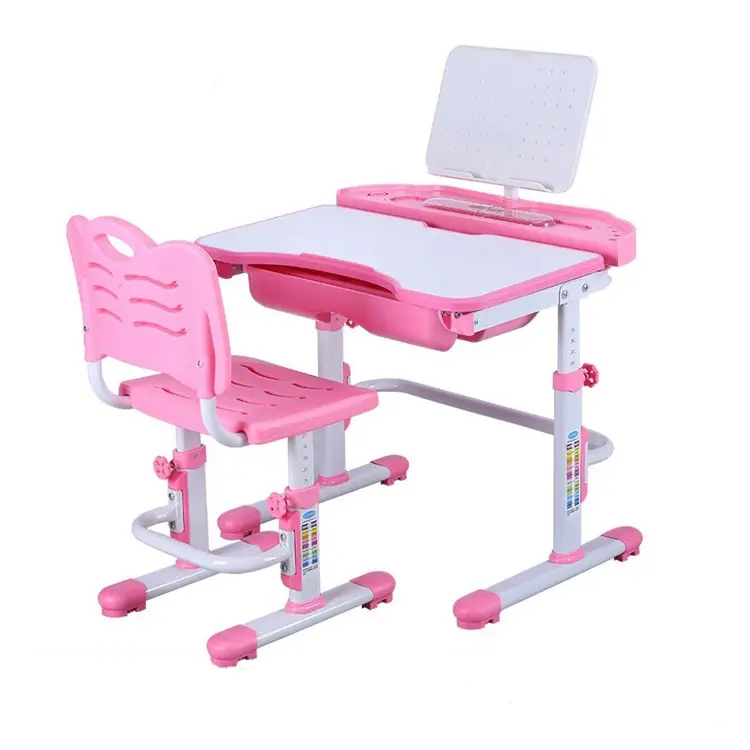 Adjustable colorful plastic school furniture school sets children desk and chair