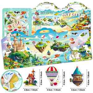 Nouveau design créatif, jeu créatif pour enfants, château dans le ciel interactif parent-enfant, autocollants en gel réutilisables, livre d'activités - Product Image 4