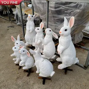 Outdoor Decorative Large Painting Fiberglass Resin Animals Statue Rabbit Sculpture For Sale