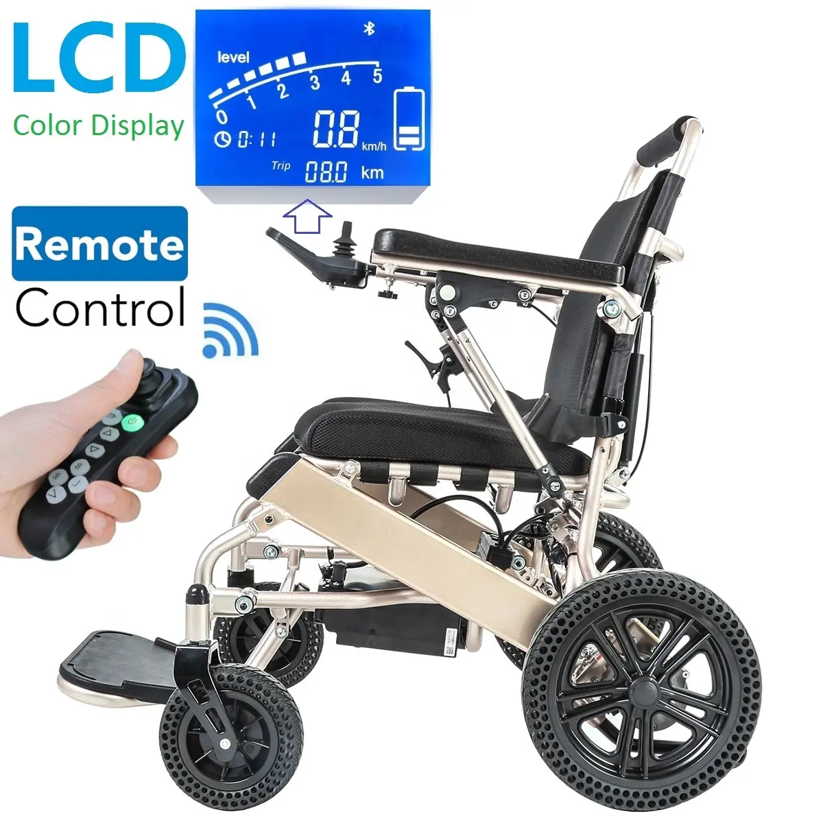 601L 접이식 최신 LCD 조이스틱 컨트롤러 Reclining 원격 전기 휠체어, 알루미늄 접이식 전원 휠체어 가격