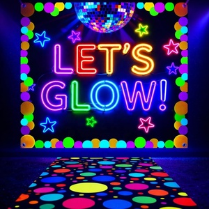 Accesorios para Cabina <span class=keywords><strong>de</strong></span> Fotos <span class=keywords><strong>de</strong></span> Fiesta que Brillan en la Oscuridad, Tela con Letras <span class=keywords><strong>de</strong></span> Neón 'Let's Glow', Fondo para Decoración <span class=keywords><strong>de</strong></span> Fiesta <span class=keywords><strong>de</strong></span> <span class=keywords><strong>Cumpleaños</strong></span> Neón - Product Image 2