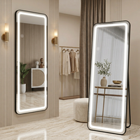 Miroir sur pied LED en verre contemporain fait main, luxe léger, 3 couleurs de lumière, directement de l'usine, miroir de maquillage et de dressing